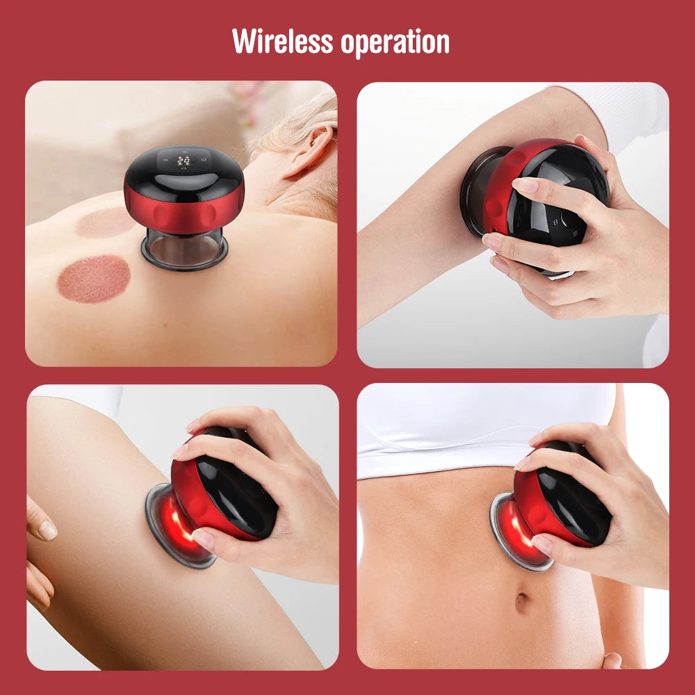 Smart Electric Vacuum Cupping Massager Heated Suction Body Scraper for Back Neck Arm 6/12 Levels Fatigue Relief