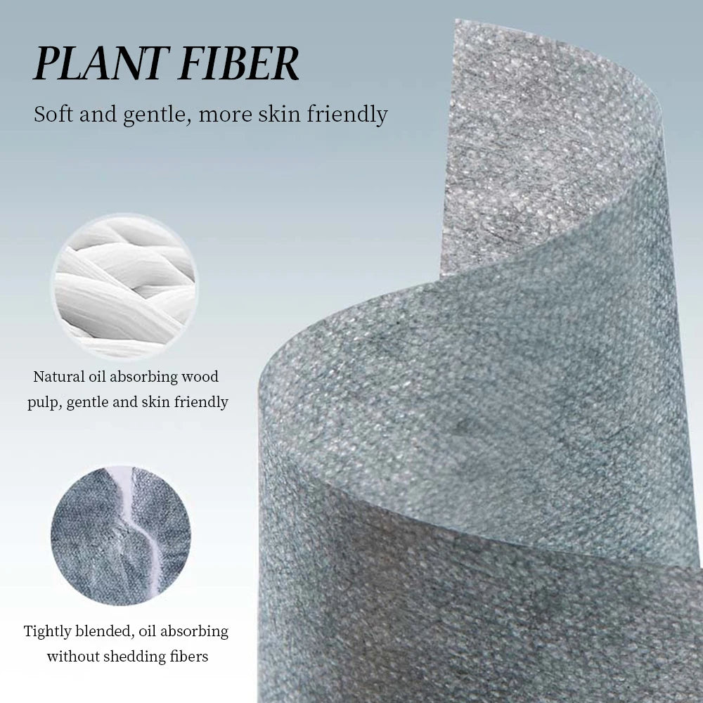 100 Sheets Oil-absorbing Paper With Case &Puff Portable Oil-holding Bamboo charcoal Paper for Makeup