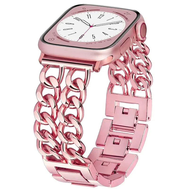 Fashion Metal Bracelet Strap For Apple Watch Ultra 44mm 45mm 40 41 49 Chain Design Women Bands For iWatch 9 8 7 6 5 4 3