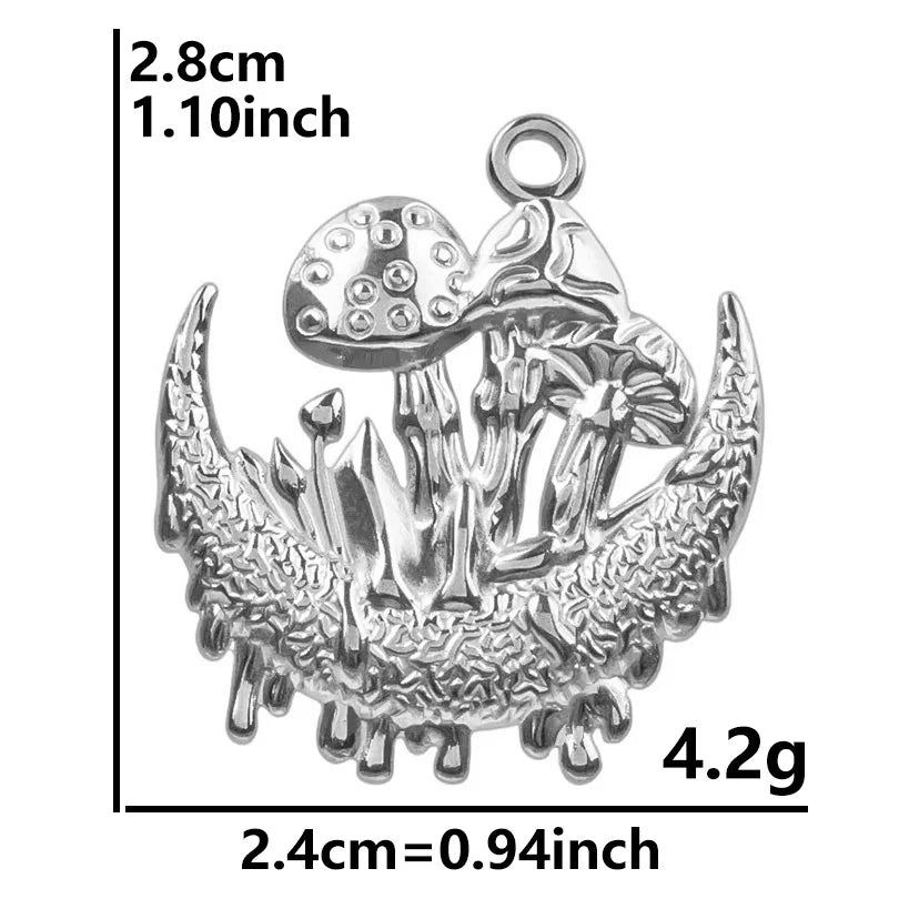 10pcs/lot Stainless Steel Crescent Moon Sun Pendants Moon Girl Friendship Mushroom Forest Charms Jewelry Making Findings No Fade