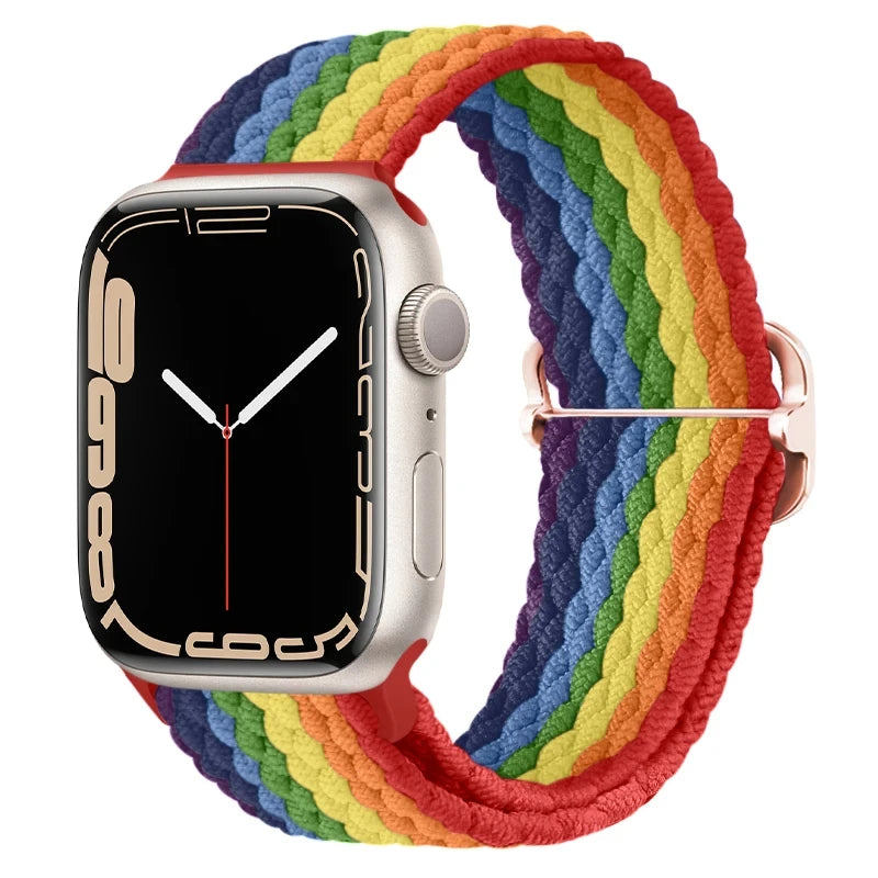 Braided Loop Strap For Apple Watch Ultra Band 49mm 44 45mm 42mm 41mm Nylon Elastic Belt Bracelet iWatch Series 9 8 7 6 5 4 SE 3