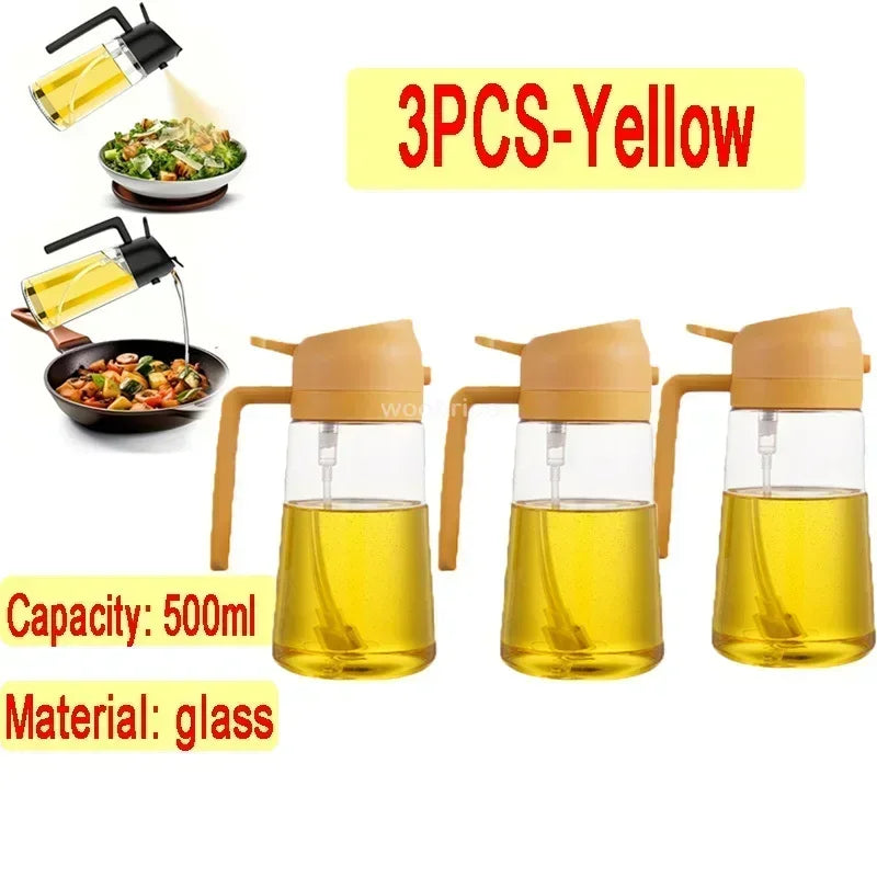 Dual Purpose Glass Oil Bottle Kitchen Spray Oil Sprayer Bottle Kitchen Oils Spray Can Leakproof Oil Spray Bottle Household