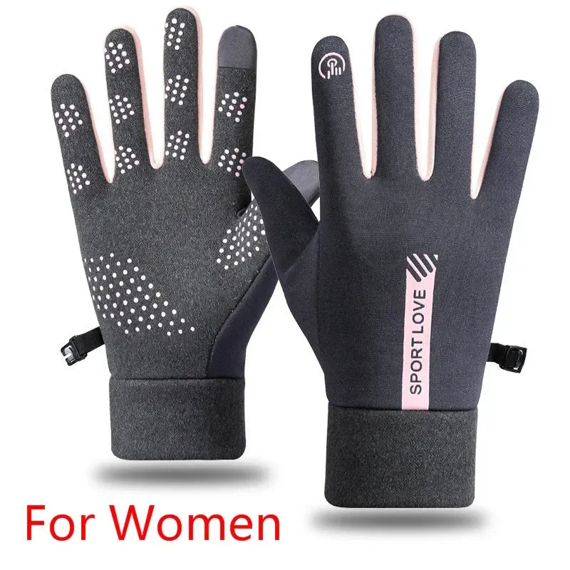 Winter Gloves Men Women Cycling Bike Non-slip Thermal Fleece Cold-Resistant Wind Waterproof Warm Outdoor Running Skiing Mittens