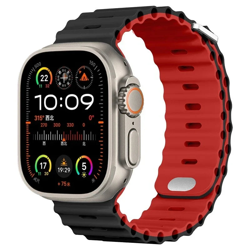 Ocean Silicone Strap For Apple Watch UItra 3 1 2 49mm 10 9 8 7 11 46mm 42mm 45mm 41mm Bracelet Wristband iWatch 6 5 4 SE3 44mm