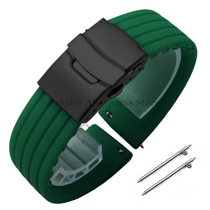 18mm 20mm 22mm 24mm Quick Release Silicone Watchband for Huawei Watch GT4/GT3 46mm for Seiko for Omega for Fossil Rubber Straps