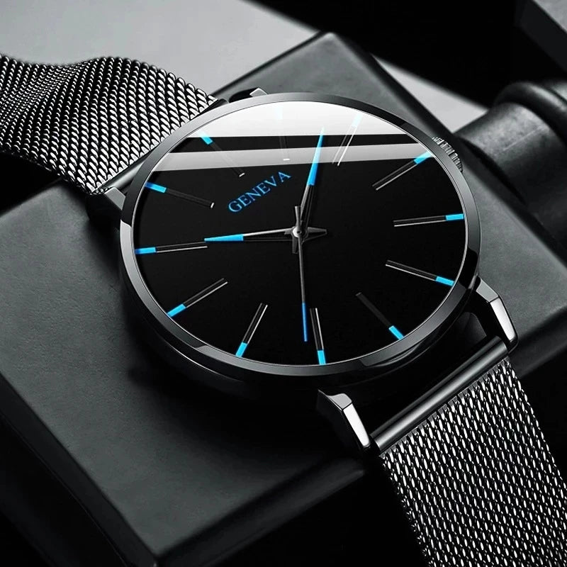 Minimalist Mens Fashion Ultra Thin Watches Simple Men Business Mesh Belt Quartz Wrist Watch Relogio Masculino