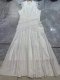 2026 Summer Women's Clothing Embroidery Hollow Irregular Appliqué Sleeveless Tank Top Fashion Dress High Waist Loose Puff Skirt