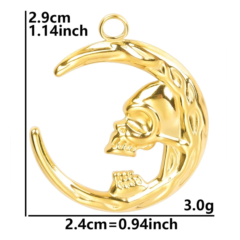10pcs/lot Stainless Steel Crescent Moon Sun Pendants Moon Girl Friendship Mushroom Forest Charms Jewelry Making Findings No Fade
