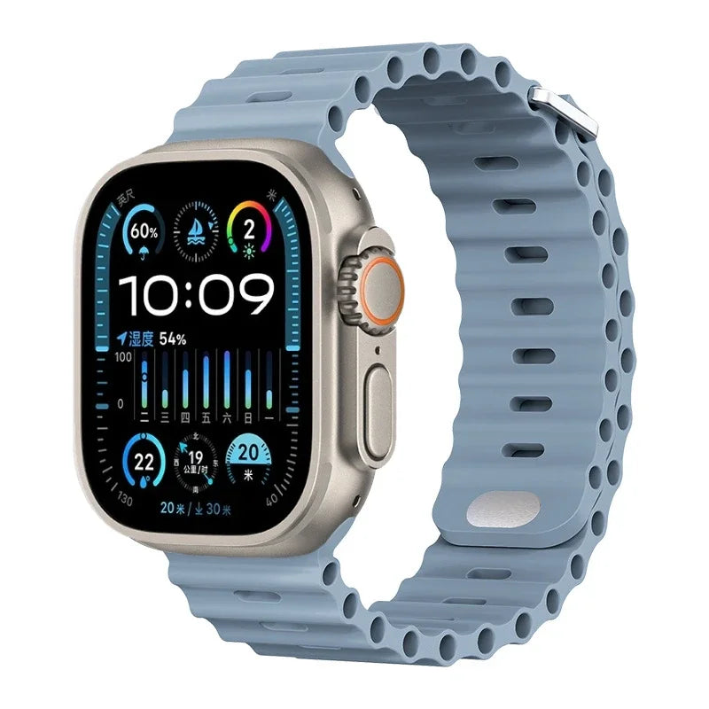 Ocean Silicone Strap For Apple Watch UItra 3 1 2 49mm 10 9 8 7 11 46mm 42mm 45mm 41mm Bracelet Wristband iWatch 6 5 4 SE3 44mm