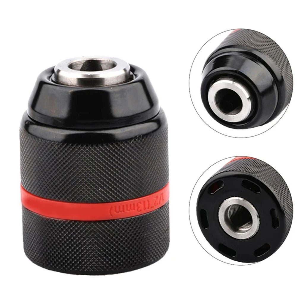 JENTORIX 2mm-13mm Metal Keyless Drill Chuck, 3Jaw Self-lock Ratchet Chuck 1/2-20UNF Thread, Chuck for Drill Bit Screwdriver&Taps