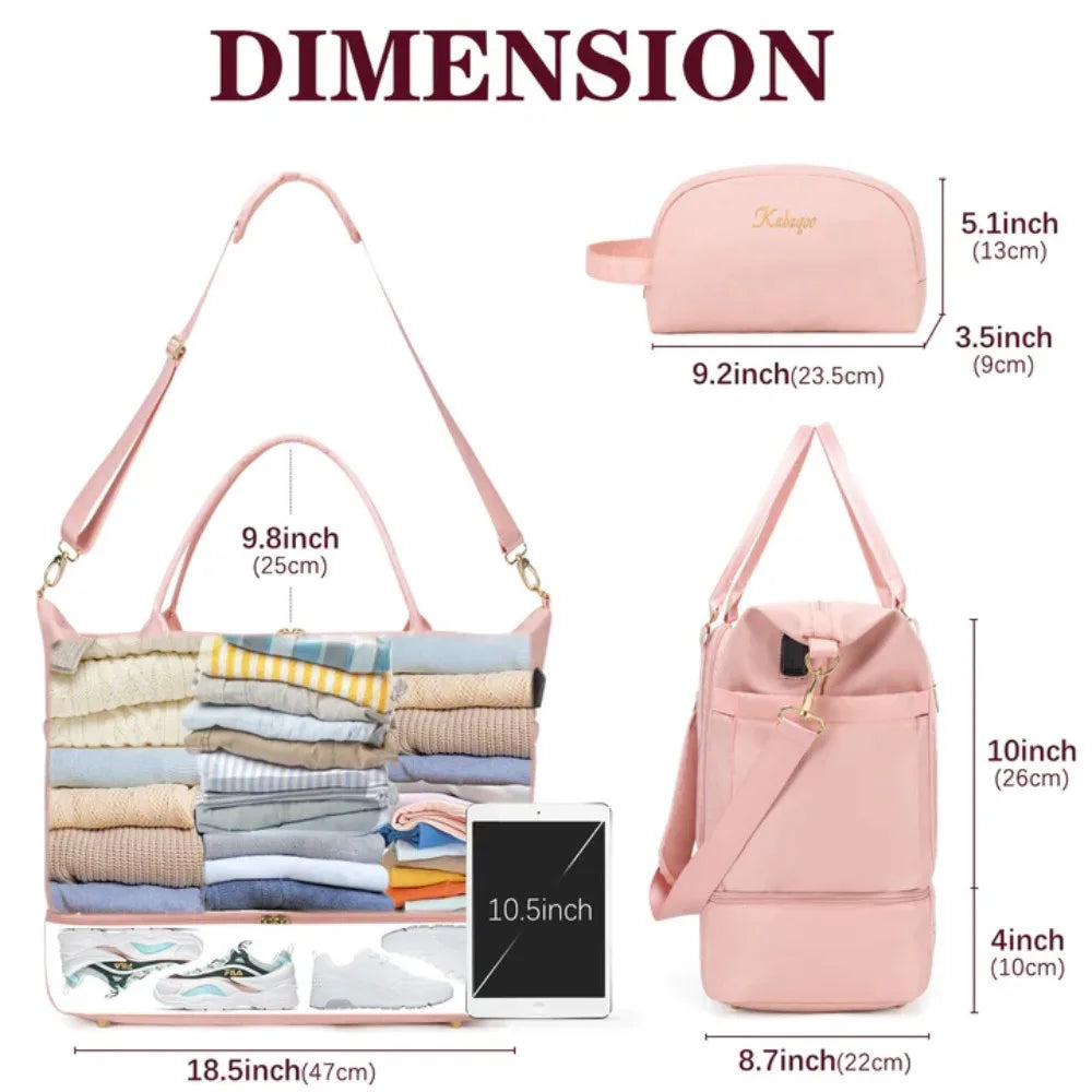 Waterproof Travel Luggage Bag Large Capacity Dry Wet Separation Sports Bag with USB Charging Port Gym Yoga Handbag for Traveling
