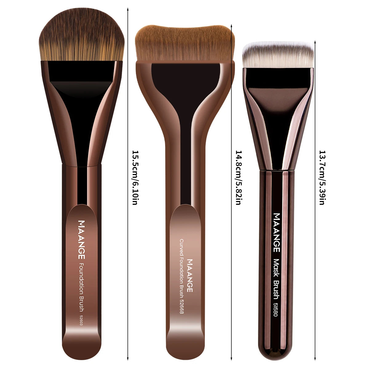 MAANGE 3pcs Makeup Brushes Aluminum Tube Makeup Brush Foundation Makeup Brush Thin Foundation Brush Kabuki Makeup Tools for Girl