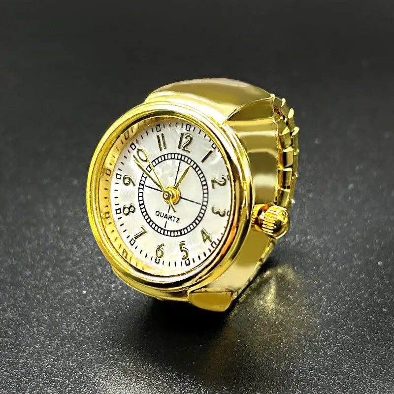 Finger Watches Selling Round Golden Silvery Quartz Men's And Women's Simple Ring Watches