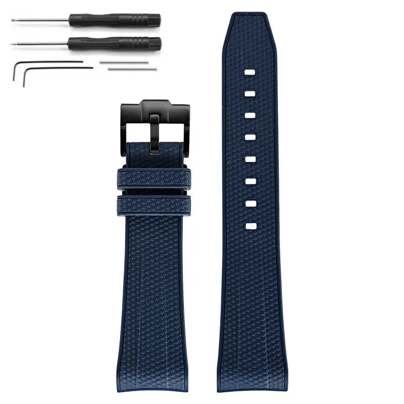 Rubber Silicone Watch Band for Swatch X Blancpain GREEN ABYSS Curved End Waterproof Sport Woven Pattern Strap Bracelet 22mm