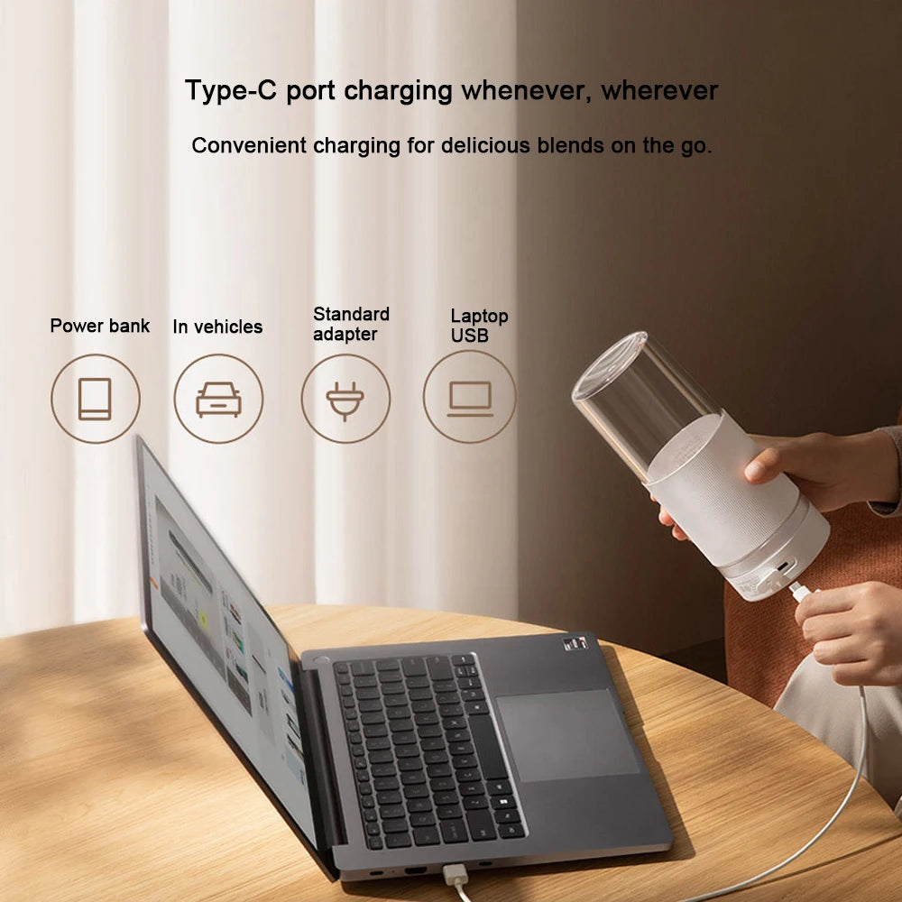 MIJIA Portable Blender 2nd Mini Blenders 19500RPM USB-C Rechargeable Ice Crushing Smoothie Juicer Cup Maker 300ML Capacity