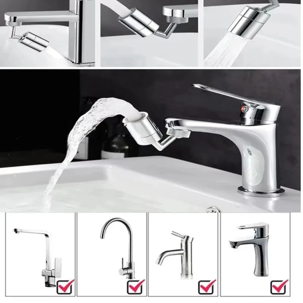 720° Universal Rotating Faucet Aerator Splash Proof Water Saving Extender ABS Bathroom Sink Nozzle Adapter Multi-D
