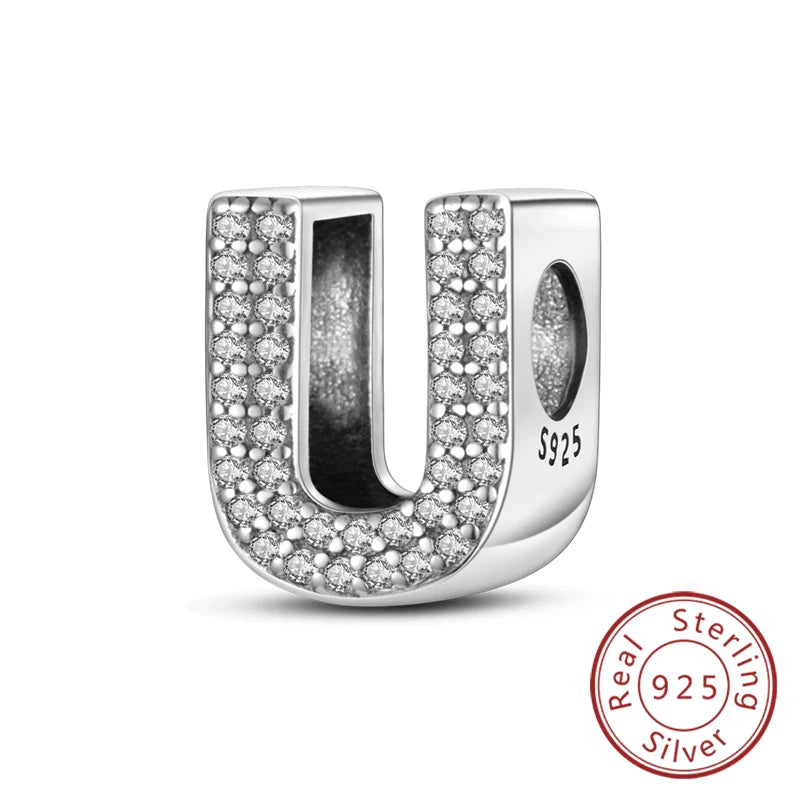 Charms Fit Original Bracelet A-Z Alphabet Charms Beads 925 Sterling Silver 26 Letters Charm for Women Girl DIY Fine Jewelry Gift