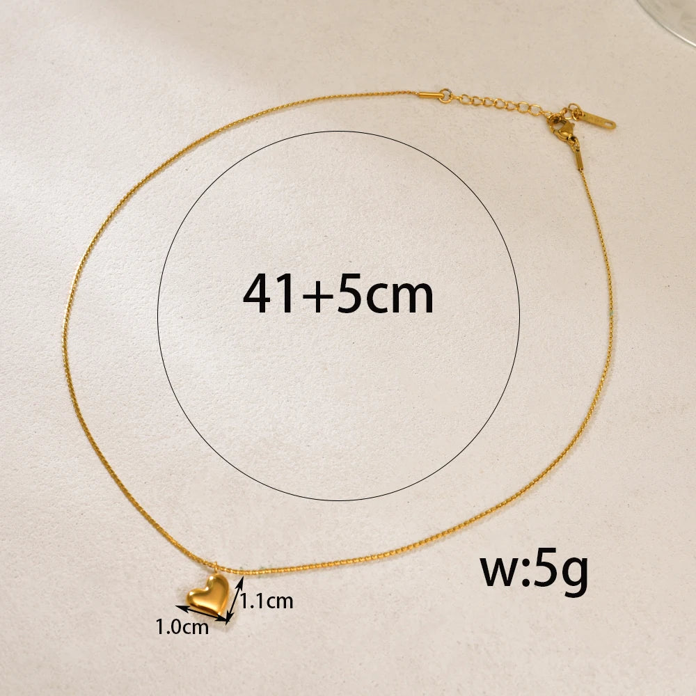 L236 Heart-shaped Peach-shaped Japanese-style Student Hairpin Necklace - Collar Chain - Stainless Steel with 18K Gold Plating