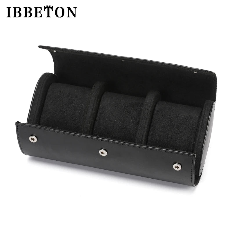 IBBETON 3-Slot Watch Roll Travel Case Portable Vintage Leather Watch Display Case Watch Storage Box Watch Organizers of Men Gift