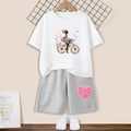 2024 Summer Girls Cotton Clothing Sets Kids Cute Cartoon Butterfly High Heel T-shirt +Shorts 2Pce Suits Childrens Tracksuits