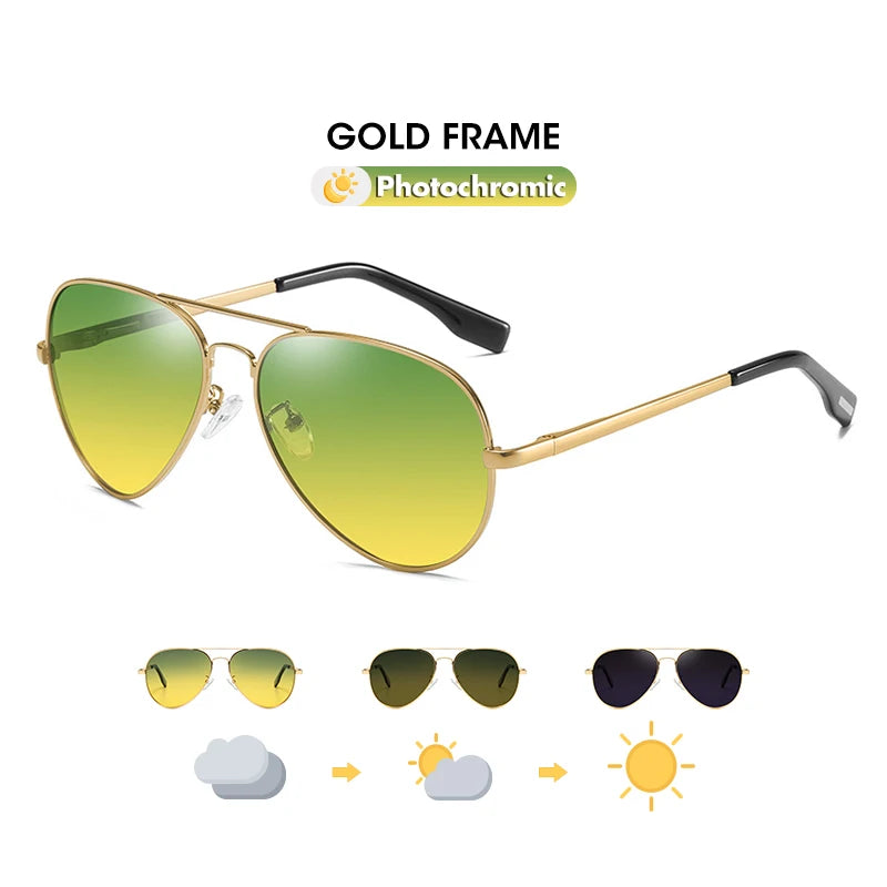 Photochromic Sunglasses Men Polarized Aviation Day Night Vision Glasses for Driving Women Anti-UV Goggle oculos de sol masculino