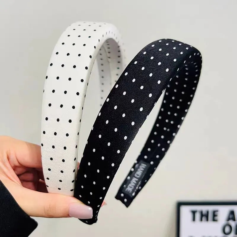 1/4pcs Simple Black White Polka Dot Wide Side Headband for Women Elegant Daily Wear Hair Band Fashion Girls Wash Face Hair Hoop