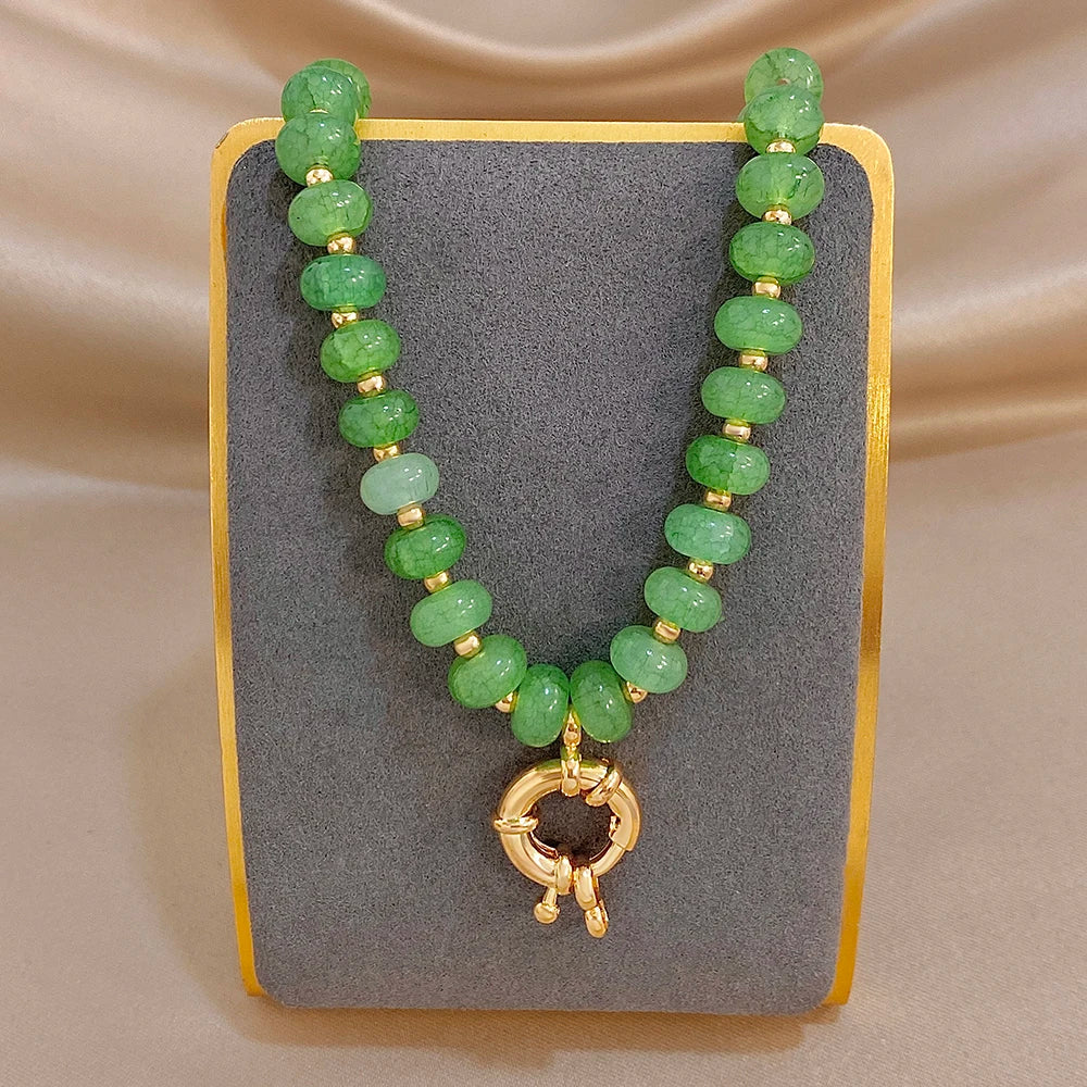 Delicate Colorful Natural Stone Beaded Necklace for Women DIY Buckle Choker Necklaces Party Jewelry Gifts