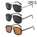 1/2/3PCS New Style Stylish  Retro Car Sunglasses Thickened Double Beam Punk Men's Metal Sunglasses 877