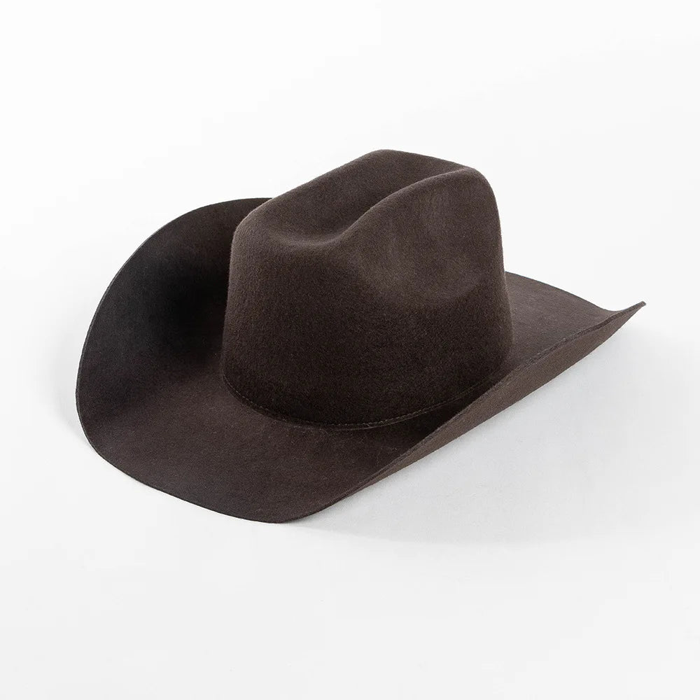 100% Wool Western Cowboy Hat Women Men Autumn Winter Casual Felt Cowgirl Hat Outdoor Sunshade Warm Concave Shape Fedoras Top Hat