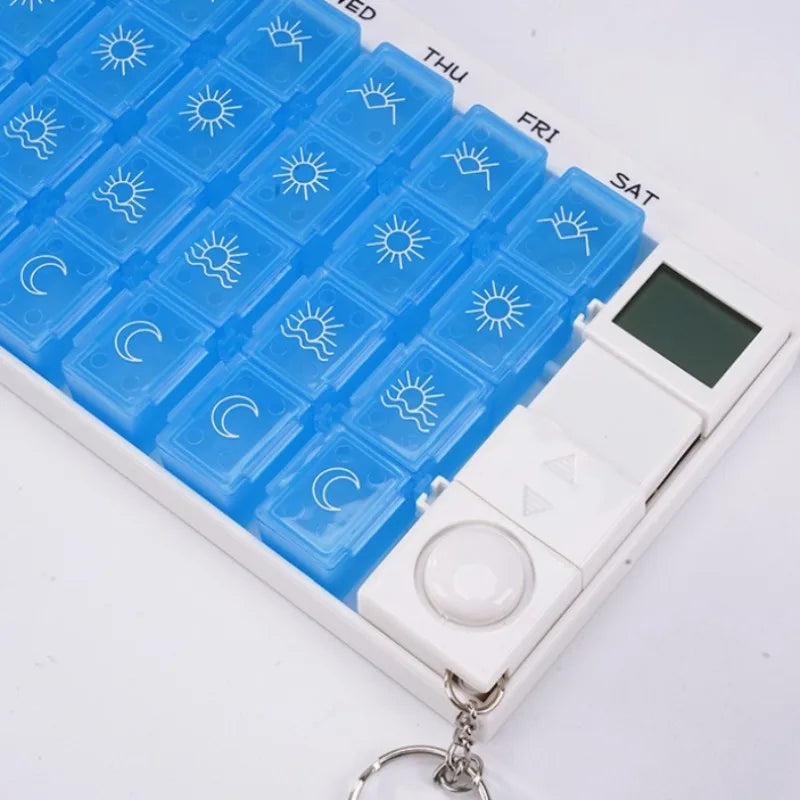 28 Compartment Intelligent Timed Reminder Medicine Box Weekly Smart Pill Box with Sound Alarm for Elderly Medicine Reminder