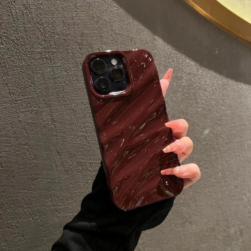 Soft Water Ripple Pattern Phone Case For iPhone 11 12 13 14 15 16 17 18 Pro Max X Xs Max XR 7 8 Plus Air Bumper Cases Cover