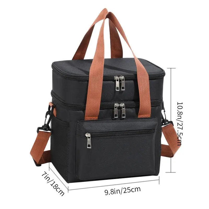 Multifunctional Double Layers Tote Cooler Lunch Bags for Women Men Large Capacity Travel Picnic Lunch Box with Shoulder Strap