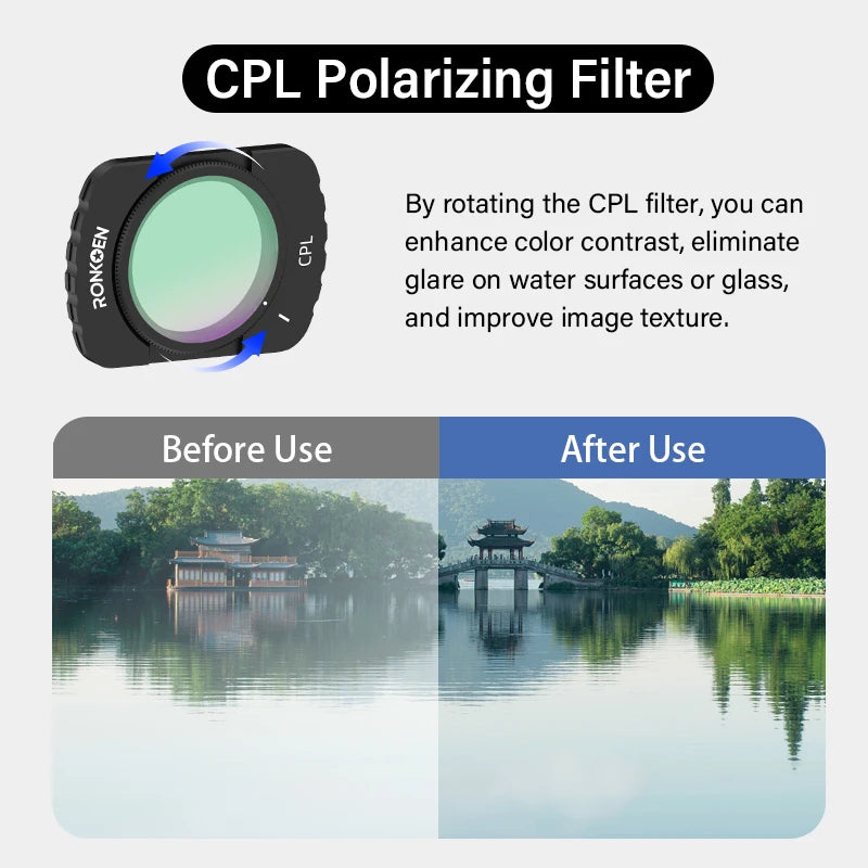 Ronkoen Magnetic ND/CPL Filter Set For DJI OSMO Pocket 3 Creator Combo Accessories, Action Camera Neutral Density Filters