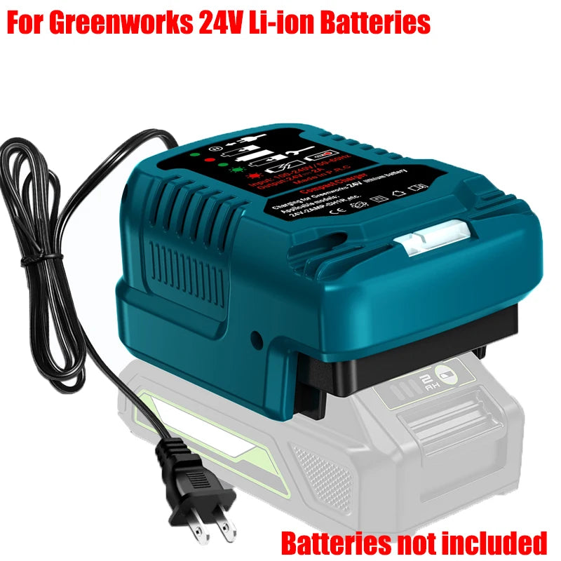 Portable Mini Rapid Charger Compatible for Kobalt/Greenworks/Snow Joe 24V Lithium Batteries Power Tool Battery Charger US Plug