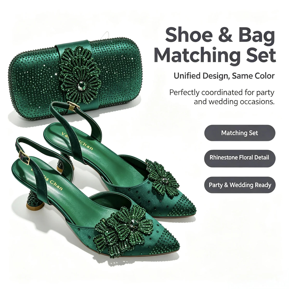New Design Women Nigerian Italian Shoes and Bags Set Decorated with Rhinestone Women Shoes and Bags To Match Set Italy Lady