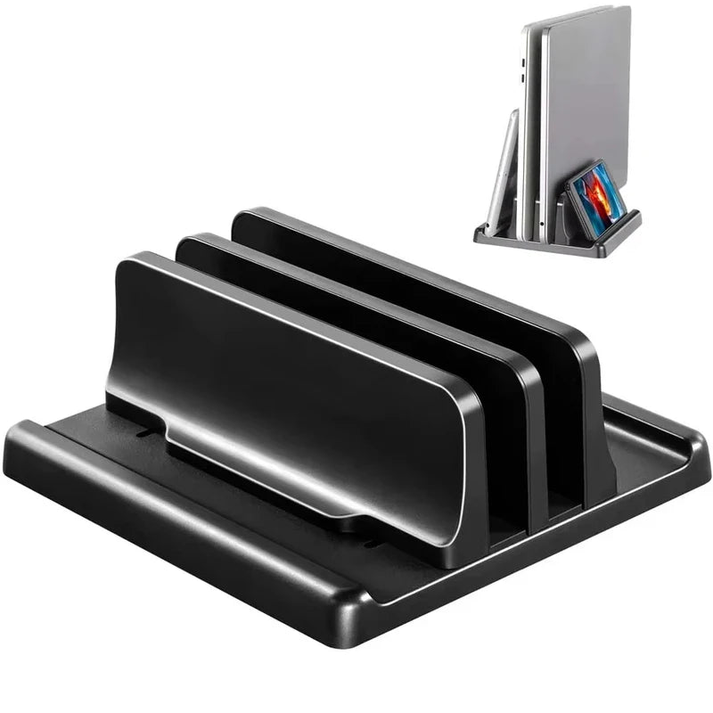 4 in 1 Vertical Laptop Stand Adjustable Width Space Saving Desktop Notebook Holder – Universal Vertical Dock for MacBook Surface