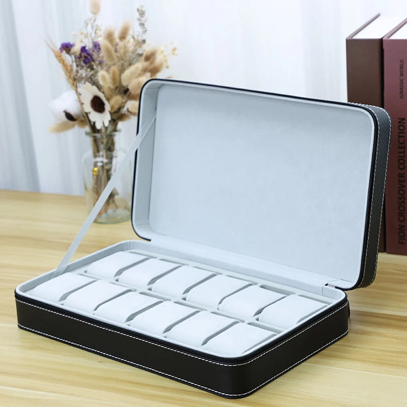 2024 New 6/10/12 Girds Portable Watch Storage Boxes Organizer with Zipper Classic Style Multifunctional Watch Display Box