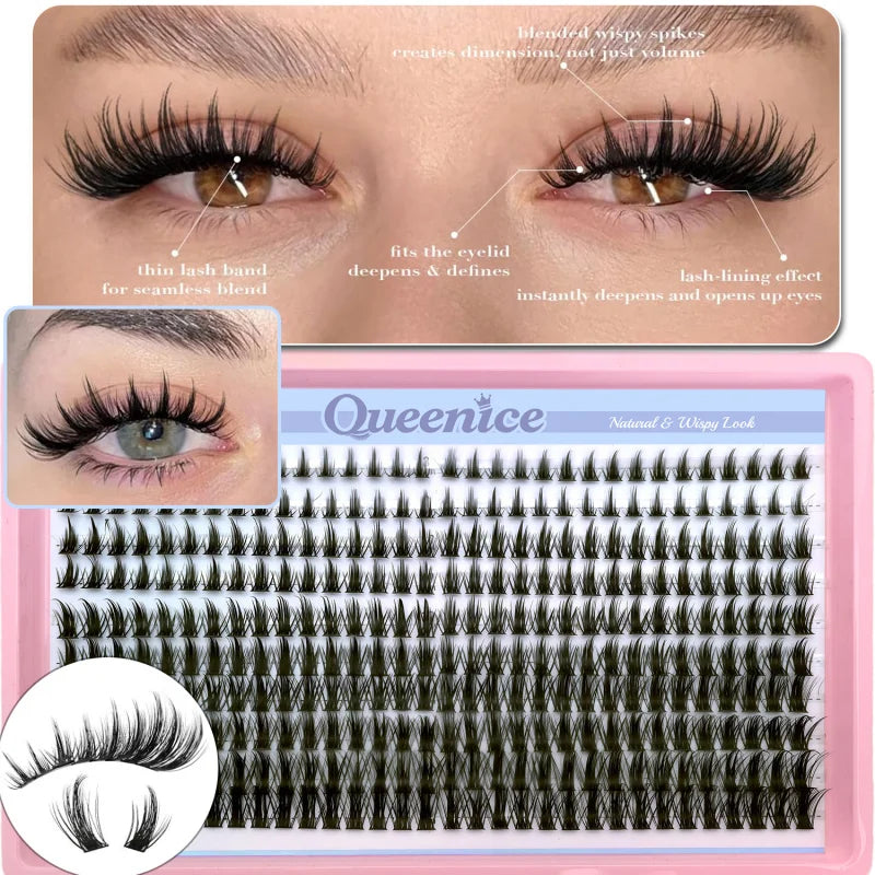Manga Lash Wispy Anime Lash Extensions 8-16Mm Cluster Eyelash Extensions, D-Curly Individual Lashes, Reusable, Beginner-Friendly