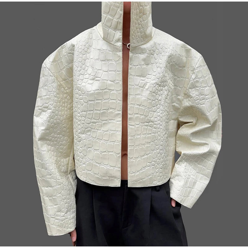 Street Grain Leather Jackets Women High Neck Long Sleeves Loose Pu Coats Female 2026 Autumn New Chic Fashion Solid Chic Outwears