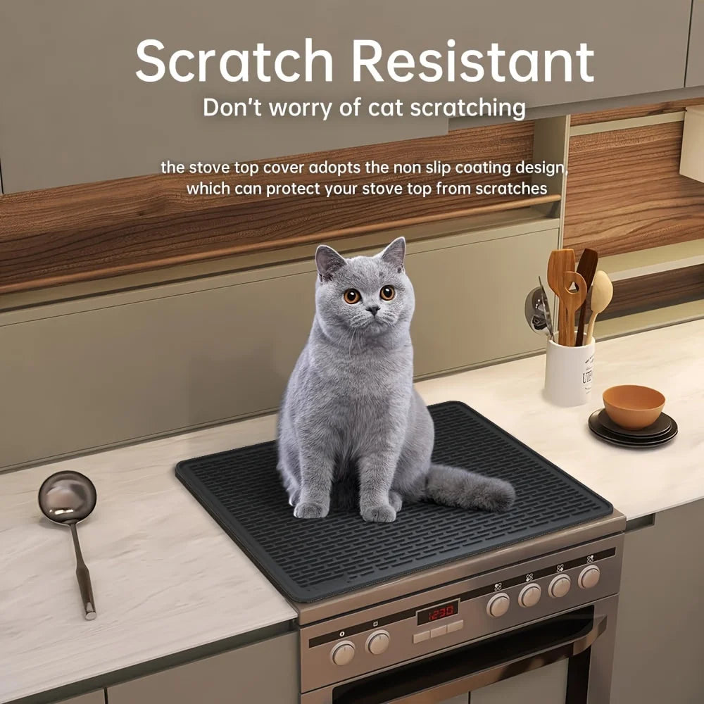Silicone Stove Top Cover Mat, Heat Resistant Electric Glass Cooktop Protector, Extra Large Dish Drying Mat for Kitchen RV