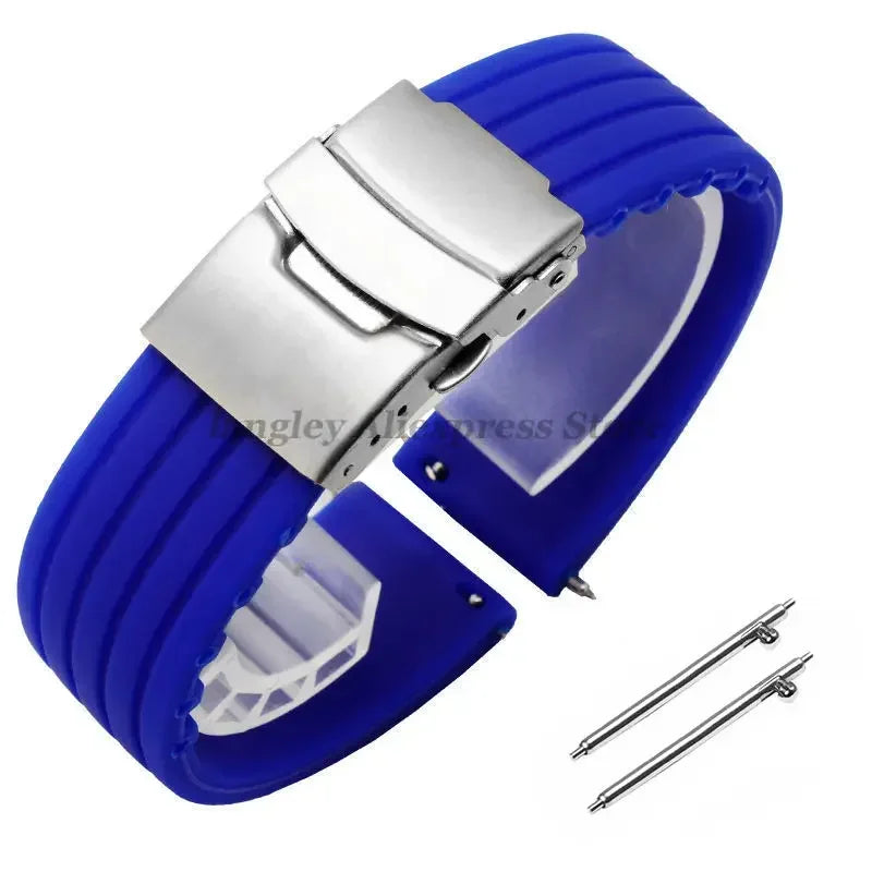 18mm 20mm 22mm 24mm Quick Release Silicone Watchband for Huawei Watch GT4/GT3 46mm for Seiko for Omega for Fossil Rubber Straps