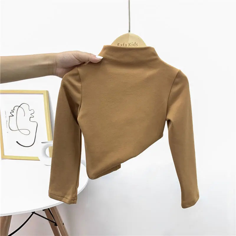 Autumn Winter Baby Boy Girl Solid Long Sleeve Bottoming Shirt Children Turtleneck Casual Tshirt Kid Striped Top Clothes