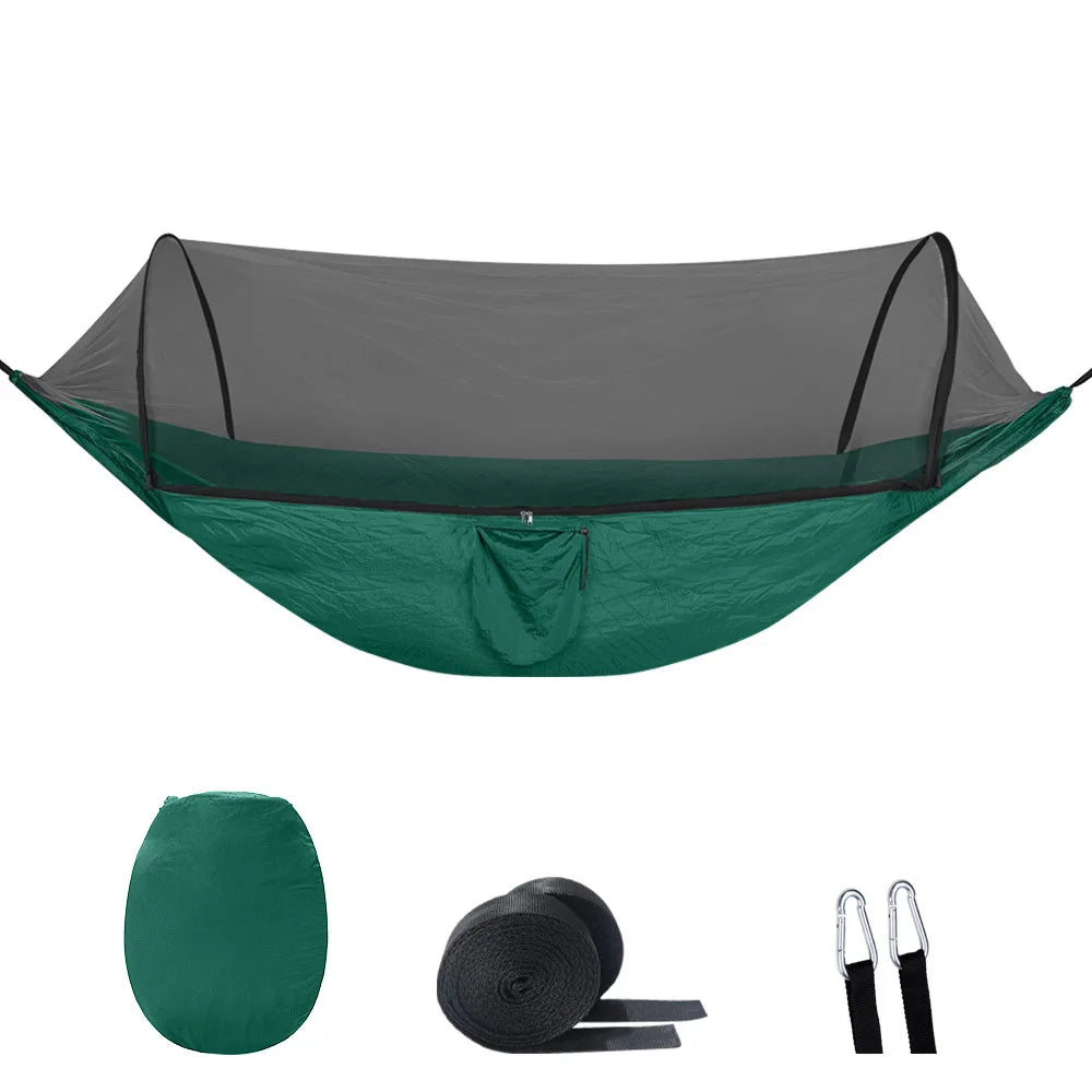 2-In-1 Camping Hammock With Mosquito Net 1.6lbs Ultralight Parachute Nylon Hanging Bed For Outdoor Survival Travel Backyard