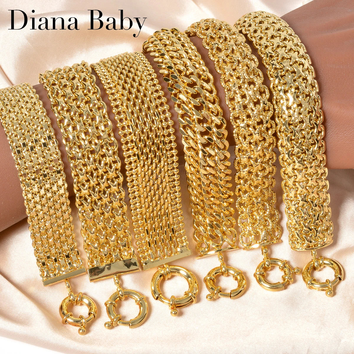 New 18MM Wide Copper Chain Bracelet Unisex 18K Gold Plated Wristband Miami Sidewalk Bracelet Punk Hip Hop Jewelry Party Gift