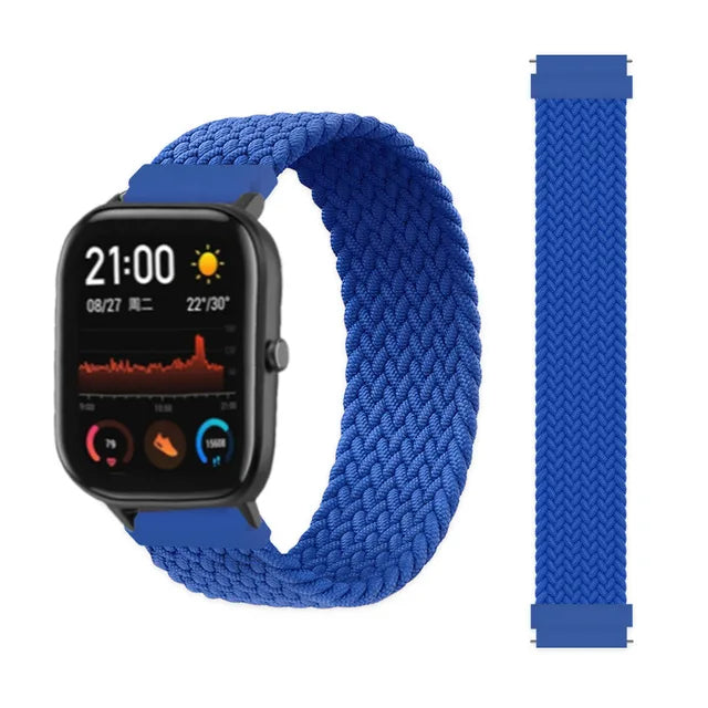 20mm 22mm Watch Straps For Amazfit GTS/4/3/2/2e/GTS2 Mini/GTR 4/3 pro/GTR2/2e/2 Braided solo loop Bracelet Amazfit bip 6 5 band