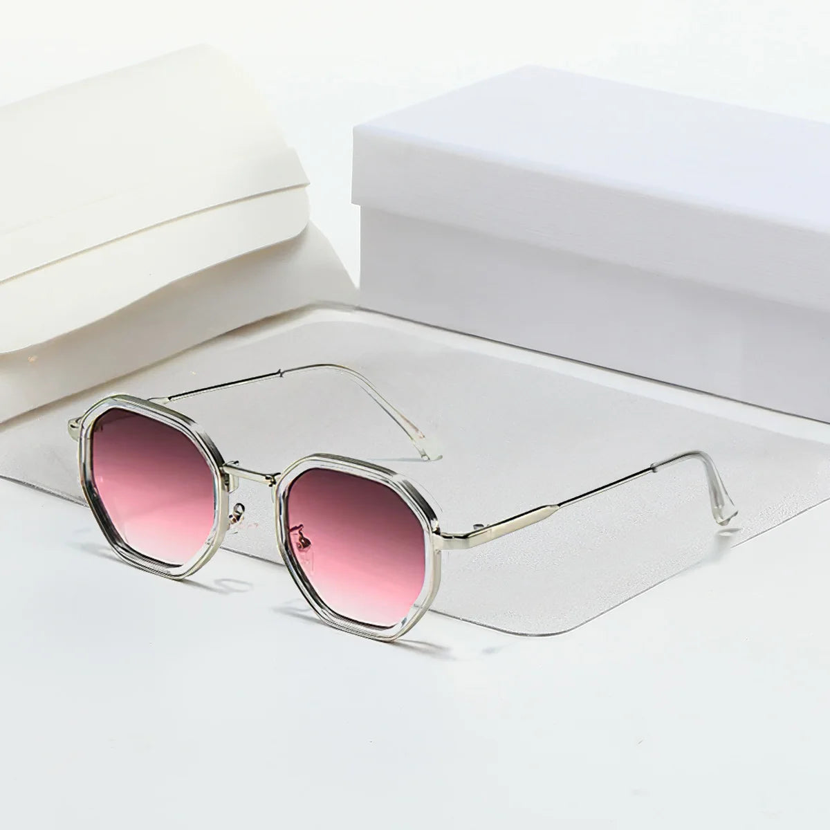 2025 New in Vintage Sunglasses for Women Modern Fashionable Octagonal Glasses with Black Lenses Golden Edging Sun Glasses