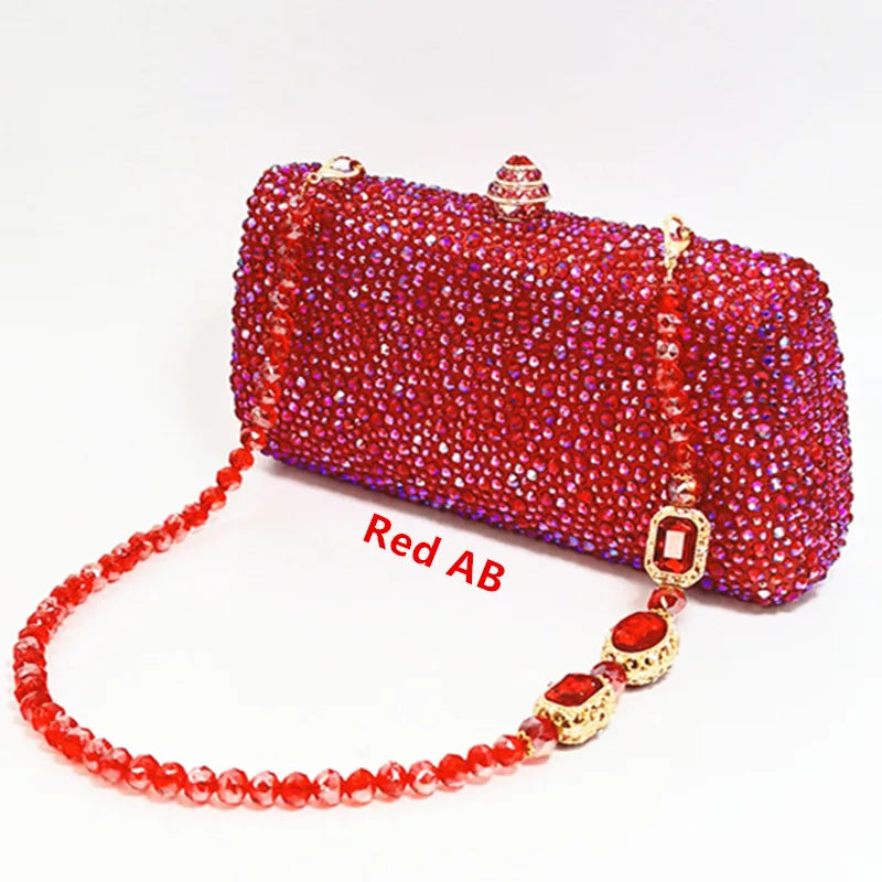 XIYUAN Orange Crystal Evening Clutch Bag Glittering Diamond Crossbody Purse Wedding Bridal Handbag Gorgeous Stones Party Purses