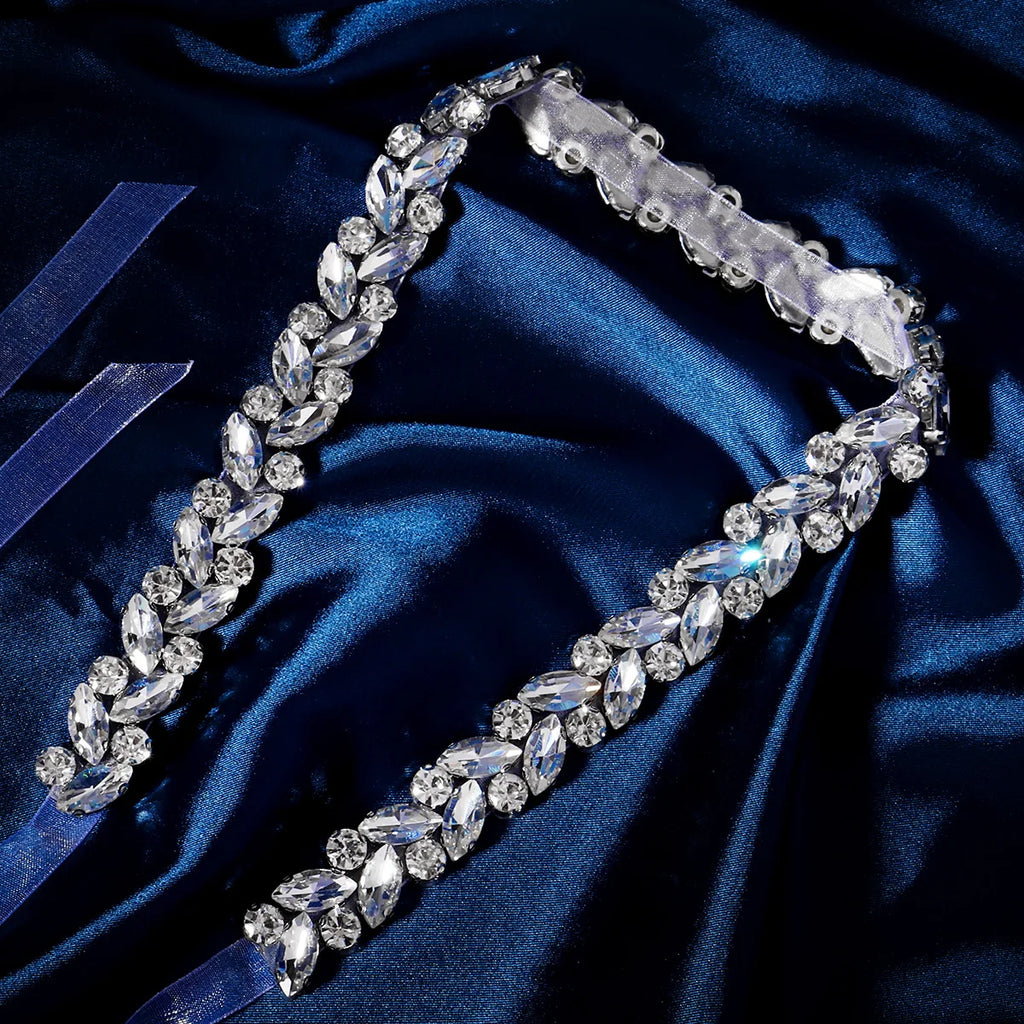 Luxury Crystal Belt Fashion Viscose Bride Belt Handmade Wedding Waist Chain For Women Sparkling Rhinestone Sash Accessories