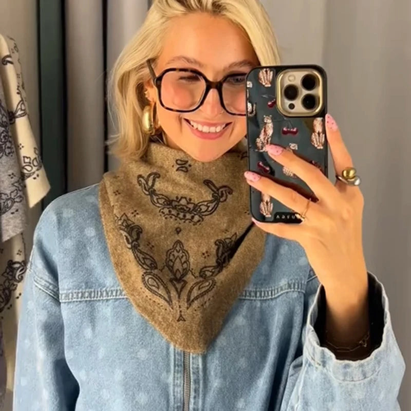 Vintage Paisley Knit Jacquard Women's Scarf Elegant Shawl Scarves Accessory Female 2026 Autumn Fashion All-match Lady Shawls