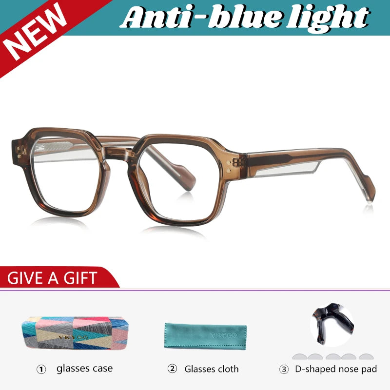 VICKY New Fashion Geometric Square Simple Design Men's and Women's Anti-Blue Light Glasses Customizable Prescription LS105